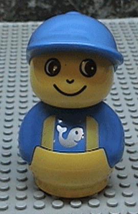 LEGO Primo Figure Boy with Yellow Base Blue Top with Yellow Suspenders with Fish Pattern Blue Hat (baby009) LEGO Minifigure