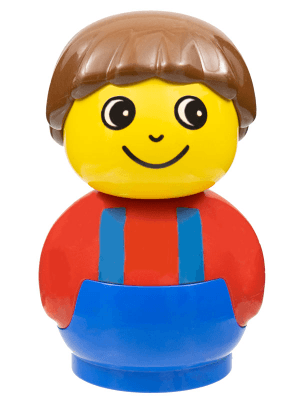 LEGO Primo Figure Boy with Blue Base Red Top with Blue Suspenders Brown Hair (baby011) LEGO Minifigure