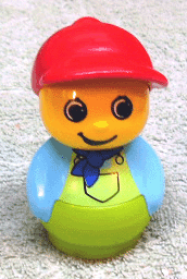 LEGO Primo Figure Boy with Lime Base Medium Blue Top with Lime Overalls with Blue Neckerchief Red Cap (baby020) minifigure