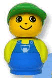 Primo Figure Boy with Blue Base, Lime Top with Blue Overalls, Green Hat