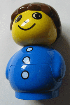 LEGO Primo Figure Boy with Blue Base Blue Top with Three Buttons Brown Hair (baby024) minifigure