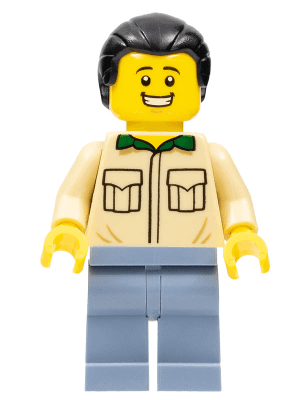 LEGO Male Tan Shirt Black Ponytail Hair (bdp031) Icons Minifigure