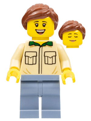 LEGO Female Tan Shirt Reddish Brown Ponytail Hair (bdp032) Icons Minifigure