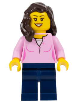 LEGO Female Bright Pink Top Dark Brown Hair (bdp035) minifigure