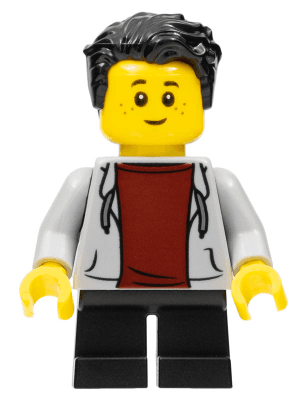 LEGO Boy Light Bluish Gray Hoodie Black Hair (bdp045) Icons Minifigure