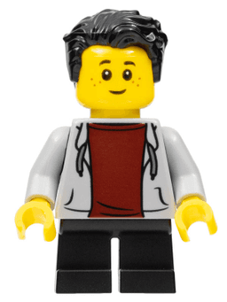 LEGO Boy Light Bluish Gray Hoodie Black Hair (bdp045) minifigure