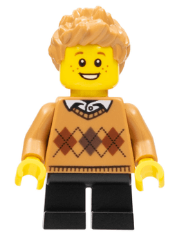 LEGO Boy Medium Nougat Argyle Sweater Medium Nougat Hair (bdp048) minifigure