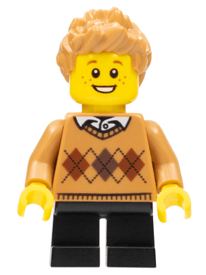 Boy, Medium Nougat Argyle Sweater, Black Legs, Medium Nougat Hair