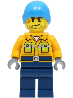 Fisherman - Bright Light Orange Jacket, Dark Azure Beanie
