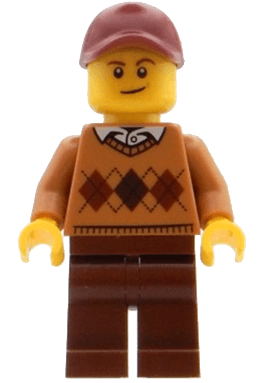 Visitor - Male, Medium Nougat Argyle Sweater, Reddish Brown Legs