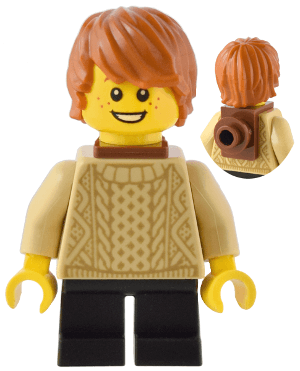 Traveler - Boy, Tan Knit Sweater, Black Short Legs, Reddish Brown Neck Bracket and Round Plate, Dark Orange Hair