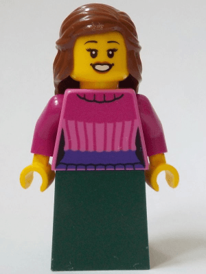 General Store Customer - Female, Dark Pink Sweater, Dark Green Skirt, Reddish Brown Hair