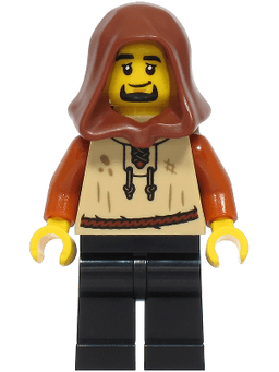 Peasant - Male, Tan Vest, Black Legs, Reddish Brown Hood, Dark Tan Backpack