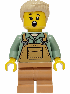 Mushroom Village - Female, Medium Nougat Overalls over Sand Green Shirt, Medium Nougat Medium Legs, Tan Hair