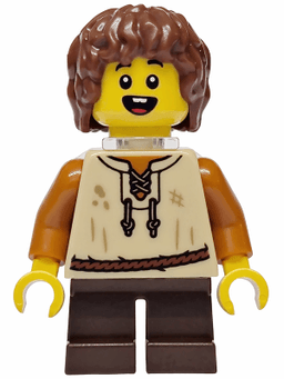 Mushroom Village - Male, Tan Vest, Dark Brown Short Legs, Neck Bracket, Reddish Brown Hair