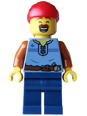 Pirate - Male, Sand Blue Vest, Dark Blue Legs, Red Bandana