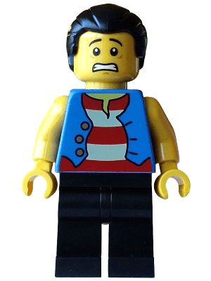 Pirate - Male, Blue Vest, Black Legs, Black Hair with Short Ponytail