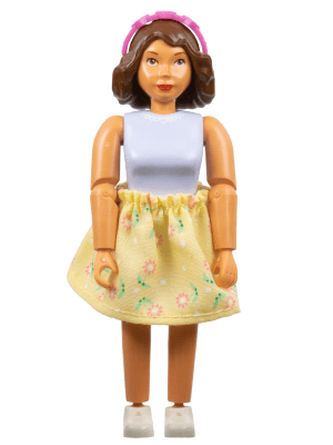 Belville Female, Adult Woman  - Light Violet Top with Lace Pattern, Brown Hair, White Shoes, Skirt, Hairband