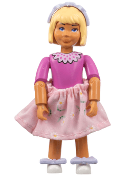 Belville Female, Child Girl  - Pink Shorts, Dark Pink Top with Lace Collar Pattern, Very Light Orange Hair, White Shoes, Skirt, Hairband, Bows