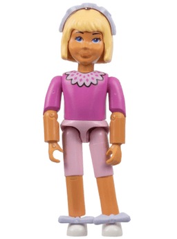 Belville Female, Child Girl  - Pink Shorts, Dark Pink Top with Lace Collar Pattern, Very Light Orange Hair, White Shoes, Hairband, Bows
