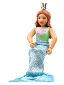 Belville Female, Adult Woman (Mermaid) - Medium Green Swimsuit with Bubbles and Seashells Pattern, Dark Orange Hair, Fish Tail, Crown