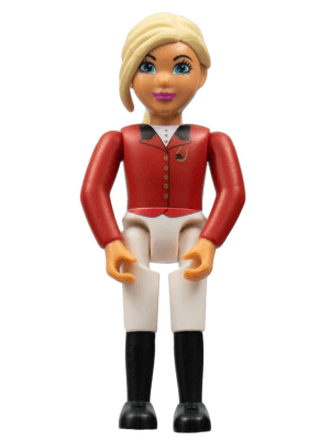 Belville Female, Child Girl (Horse Rider) - White Shorts, Red Top with Buttons Pattern, Light Yellow Hair, Black Shoes (4519436)