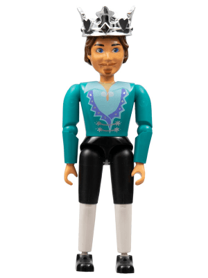 Belville Male - King with White and Black Pants, Dark Turquoise Shirt, Brown Hair, Crown