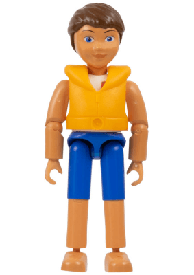 Belville Male, Child Boy - Blue Shorts, White Top with Kite Pattern, Brown Hair, Life Jacket