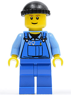 LEGO Overalls with Tools in Pocket Blue Black Knit Cap (boat010) Town / City Minifigure