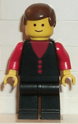 Shirt with 3 Buttons - Red, Red Arms, Black Legs, Brown Male Hair