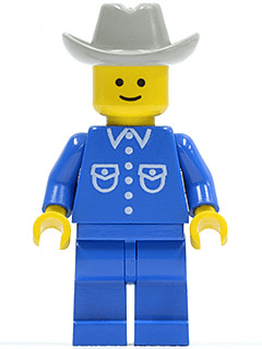 Shirt with 6 Buttons - Blue, Blue Legs, Light Gray Cowboy Hat