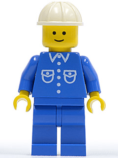 Shirt with 6 Buttons - Blue, Blue Legs, White Construction Helmet