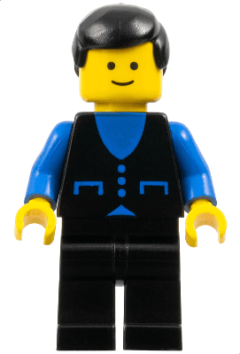 Shirt with 3 Buttons - Blue, Black Legs, Black Male Hair