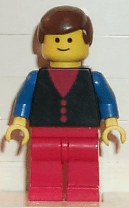 Shirt with 3 Buttons - Red, Blue Arms, Red Legs, Brown Male Hair