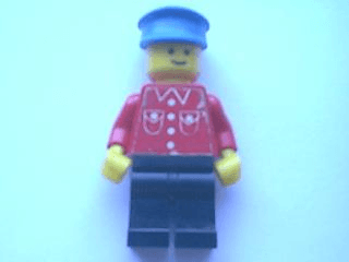 Shirt with 4 Buttons (sticker) - Red - Black Legs, Blue Hat