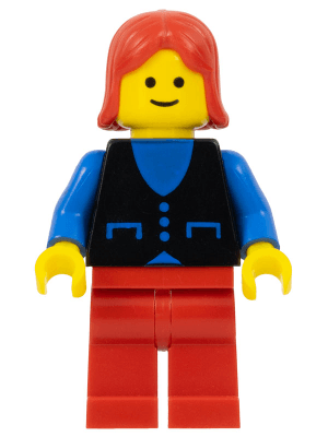 Shirt with 3 Buttons - Blue, Red Legs, Red Female Hair