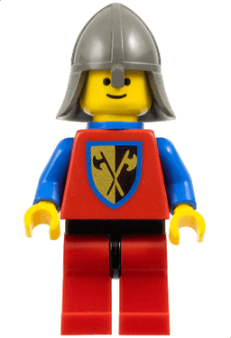 Crusader Axe - Red Legs with Black Hips, Dark Gray Neck-Protector, Blue Plastic Cape
