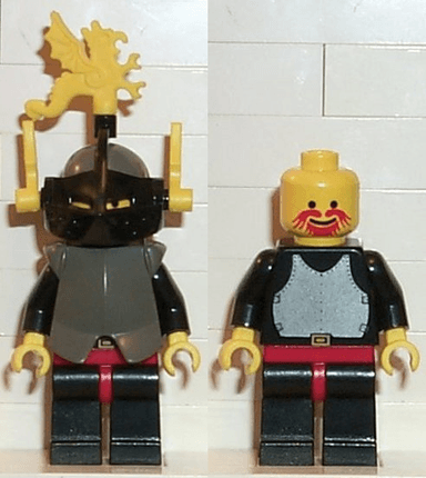 Breastplate - Armor over Black, Dark Gray Helmet, Black Visor, Yellow Dragon Plumes