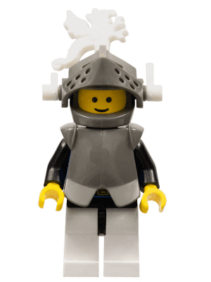 Breastplate - Armor over Blue, Dark Gray Helmet and Visor, White Dragon Plumes
