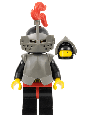Breastplate - Armor over Black, Black Helmet, Dark Gray Visor, Red 3-Feather Plume