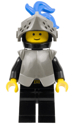 Breastplate - Armor over Black, Black Helmet, Dark Gray Visor, Blue 3-Feather Plume