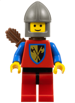 Crusader Axe - Red Legs with Black Hips, Dark Gray Chin-Guard, Quiver