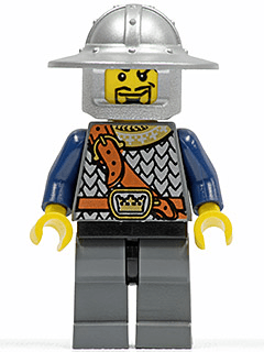 Fantasy Era - Crown Knight Scale Mail with Chest Strap, Helmet with Broad Brim, Curly Eyebrows and Goatee