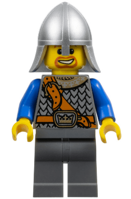 Fantasy Era - Crown Knight Scale Mail with Chest Strap, Helmet with Neck Protector, Beard Around Mouth