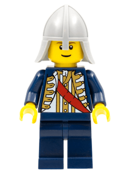 LEGO Red Sash Light Bluish Gray Neck Protector Reddish Brown Eyebrows (cas479b) minifigure