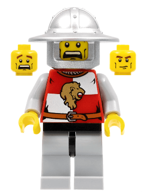 Kingdoms - Lion Knight Quarters, Helmet with Broad Brim, Vertical Cheek Lines, Mouth Closed / Mouth Open Scared Pattern