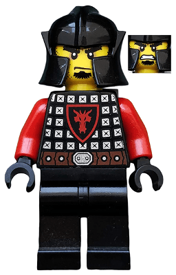 Castle - Dragon Knight Scale Mail with Dragon Shield, Cheek Protection Helmet, Bushy Eyebrows