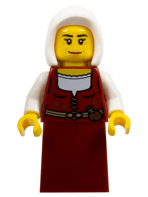 Innkeeper - Female, Dark Red Dress, White Hood
