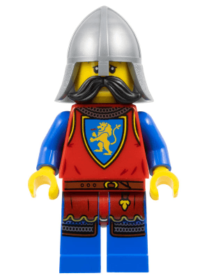 Lion Knight - Male, Flat Silver Neck-Protector, Black Moustache (Tower Guard)