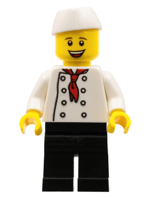 Chef - Black Legs, Open Mouth Smile, 'LEGO HOUSE Home of the Brick' on Back